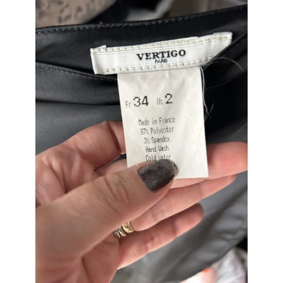 90s VINTAGE Vertigo Paris Satin Silky Pencil Skirt Size 2 - Picture 3 of 3